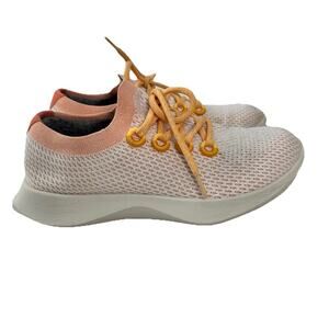 Allbirds Womens TD Tree Dashers Sneakers Shoes Knit Lace Up Size 9.5 White Coral